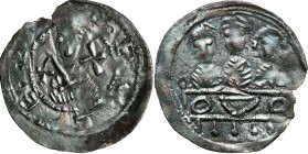Medieval coins 
POLSKA/POLAND/POLEN/SCHLESIEN/GERMANY

Bolesław IV Kędzierzawy (1146-1173) Denar 1157-1166 

Aw.: Popiersie księcia z mieczem, po...