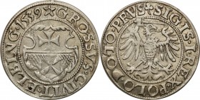 Sigismund I Old
POLSKA/ POLAND/ POLEN/ LITHUANIA/ LITAUEN

Zygmunt I Stary. Grosz (Groschen) 1539, Elbląg 

Odmiana z mieczem trzymanym z lewej s...