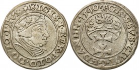 Sigismund I Old
POLSKA/ POLAND/ POLEN/ LITHUANIA/ LITAUEN

Zygmunt I Stary. Grosz (Groschen) 1540, Gdansk / Danzig 

Końcówka napisu PRVS.Bardzo ...