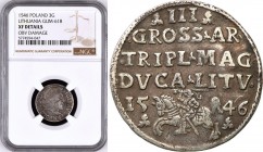 Sigismund II August
POLSKA/ POLAND/ POLEN/ LITHUANIA/ LITAUEN

Zygmunt II August. Trojak 3 Grosze (Groschen) 1546, Vilnius NGC XF - RARITY R6 

 ...