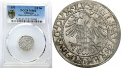 Sigismund II August
POLSKA/ POLAND/ POLEN/ LITHUANIA/ LITAUEN

Zygmunt II August. PółGrosz (Groschen) 1553, Vilnius PCGS MS63 (MAX NOTE) 

Najwyż...