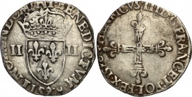 Henryk III of France
POLSKA/ POLAND/ POLEN/ LITHUANIA/ LITAUEN

Henryk Walezy. 1/4 ecu 1588 9, Rennes 

Ładny egzemplarz jak na ten typ monety. D...