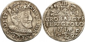 COLLECTION of Polish 3 grosze
POLSKA/ POLAND/ POLEN/ LITHUANIA/ LITAUEN

Zygmunt III Waza. Trojak 3 Grosze (Groschen) 1592, Olkusz 

Na rewersie ...