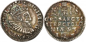 COLLECTION of Polish 3 grosze
POLSKA/ POLAND/ POLEN/ LITHUANIA/ LITAUEN

Zygmunt III Waza. Trojak 3 Grosze (Groschen) 1593, Olkusz 

Na rewersie ...