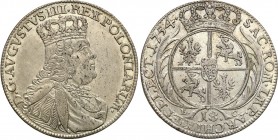 Augustus III the Sas 
POLSKA/POLAND/POLEN/SACHSEN/FRIEDRICH AUGUST II

August III Sas Ort (18 Grosz (Groschen)) 1754 Leipzig 

Rzadziej spotykana...