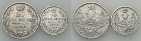 Russia 
RUSSIA/ RUSSLAND/ РОССИЯ

Russia. Nicholas l. 10 Kopek (kopeck) 1853, 20 Kopek (kopeck) 1850, Petersburg, group 2 coins 

Resztki połysku...