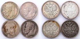 Russia 
RUSSIA/ RUSSLAND/ РОССИЯ

Russia. Nicholas II. Rubel (Rouble) 1896-1897, group 4 coins 

Roczniki: 2 x 1896, 2 x 1897.Obiegowe egzemplarz...