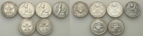 Russia 
RUSSIA/ RUSSLAND/ РОССИЯ

Russia, ZSRR. 50 Kopek (kopeck) 1922-1925, group 6 coins 

Różne roczniki. Zestaw 6 sztuk. 

Details: 
Condi...