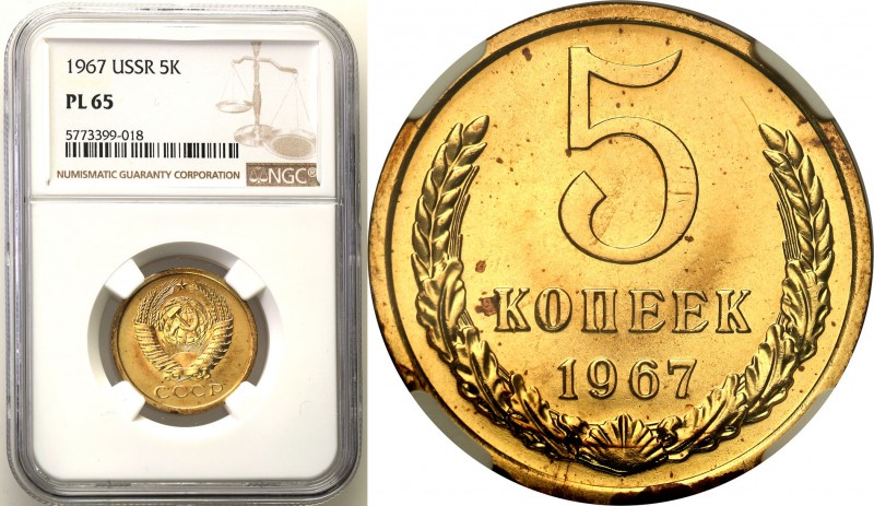 Russia 
RUSSIA/ RUSSLAND/ РОССИЯ

Russia, ZSRR. 5 Kopek (kopeck) 1967 NGC PL6...