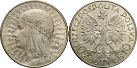 Poland II Republic
POLSKA/ POLAND/ POLEN / POLOGNE / POLSKO

II RP. 10 zlotych 1932 Women Head (no mint mark) 

Dużo połysku, patyna.Parchimowicz...