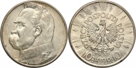 Poland II Republic
POLSKA/ POLAND/ POLEN / POLOGNE / POLSKO

II RP. 10 zlotych 1937 Pilsudski 

Połysk, pojedyncze mikroryski w tle na rewersie. ...