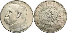 Poland II Republic
POLSKA/ POLAND/ POLEN / POLOGNE / POLSKO

II RP. 10 zlotych 1938 Pilsudski 

Resztki połysku.Parchimowicz 124e

Details: 21,...