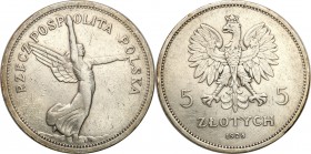 Poland II Republic
POLSKA/ POLAND/ POLEN / POLOGNE / POLSKO

II RP. 5 zlotych 1928 Nike (no mint mark) 

Ślady czyszczenia. Niewielkie zacięcie n...