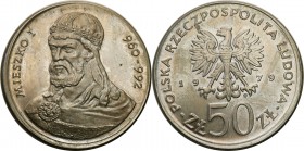 Mint Errors of PRL and III RP
POLSKA / POLAND / POLEN / MINT ERROR / DESTRUKT

PRL. 50 zlotych 1979 Mieszko I - MINT ERRROR 

Moneta wybita niece...
