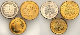 Mint Errors of PRL and III RP
POLSKA / POLAND / POLEN / MINT ERROR / DESTRUKT

III RP., 1, 2, 10 Grosz (Groschen) 1999-2006, group 3 coins - ODWROT...