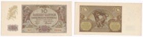 Banknotes
POLSKA / POLAND / POLEN / POLSKO / POLOGNE

10 zlotych 1940 seria J 

Sztywny papier, lekko ugięty prawy, górny rógLucow 777 (R0); Miłc...