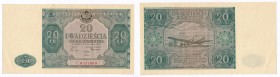 Banknotes
POLSKA / POLAND / POLEN / POLSKO / POLOGNE

20 zlotych 1946 seria C 

Druk w kolorze zielono-różowym.Banknot złamany w pionie. Ładny, C...