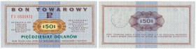 Banknotes
POLSKA / POLAND / POLEN / POLSKO / POLOGNE

Bon towarowy na 50 $ dollars 1969 seria FI 

Sztywny papier, złamanie w pionie. Rzadsze w t...