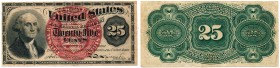 Banknotes
WORLD BANKNOTES / PALESTINE / IRAQ / USA

United States / USA. 25 cents 1863 Fractional Currency, Red Seal 4 emisja (1869-1875) 

Złama...
