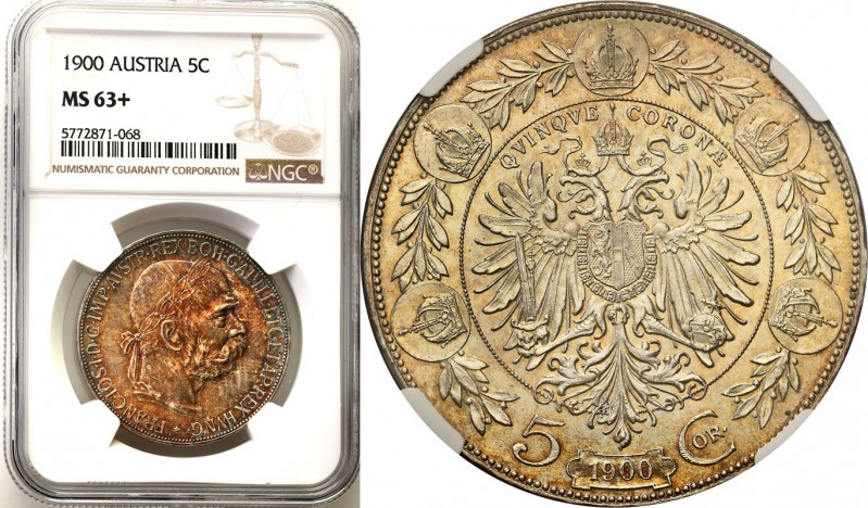 Austria
WORLD COINS

Austria, Franz Joseph. 5 koron 1900, Wiedeń NGC MS63+ - ...