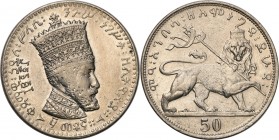 Ethiopia
WORLD COINS

Etiopia. 50 matonas (1931), nickiel 

Bardzo ładnie zachowane.KM 31

Details: 7,25 g Ni 
Condition: 2 (EF)