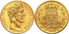 France
WORLD COINS

France. Karol X 20 francs 1830 A 

Rzadka moneta, połysk. Bardzo ładny egzemplarz.Friedberg 553

Details: 6,44 g Au 
Condi...