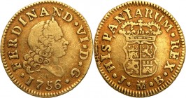 Spain
WORLD COINS

Spain. Ferdinand VI (1746-1759). 1/2 escudo 1756, Madryt 

Czytelny egzemplarz. Friedberg 274

Details: 1,75 g Au 
Conditio...