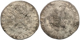 Netherlands
WORLD COINS

Netherlands. Albert & Isabela (1598-1621). Patagon b.d., Tournai-Doornik 

Miejscowa patyna. Kilka rysek.Davenport 4438;...