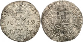 Netherlands
WORLD COINS

Netherlands, Brabant. Filip IV (1621-1665). Patagon 1649, Antwerpia 

Połysk w tle, patyna. Ładny egzemplarz jak na ten ...