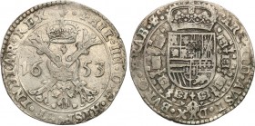 Netherlands
WORLD COINS

Netherlands, Brabant. Filip IV (1621-1665). Patagon 1653, Antwerpia 

Połysk w tle, patyna. Ładny egzemplarz jak na ten ...