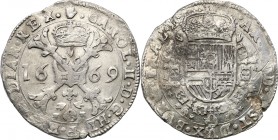 Netherlands
WORLD COINS

Netherlands, Brabant. Karol II (1665-1700). Patagon 1669, Antwerpia 

Miejscowa patyna. Wada krążka.Davenport 342; Daven...