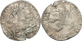 Netherlands
WORLD COINS

Netherlands, Campen. Taler (Thaler) lewkowy (Leeuwendaalder) 1646 

Znak menniczy lilia dzielący datę.Mała wada krążka. ...