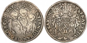 Germany / Prussia
WORLD COINS

Germany, Saxony. Chrystian II, Georg Johann I i August (1591-1611). Taler (Thaler) 1592 HB, Dresden 

Talar trzech...