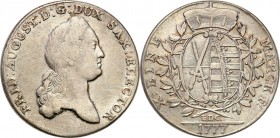 Germany / Prussia
WORLD COINS

Germany, Saxony. Frederick Augustus III (1763-1806). Taler (Thaler) 1777 EDC, Dresden 

Dużo świeżości i połysku m...