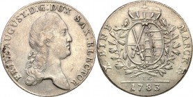 Germany / Prussia
WORLD COINS

Germany, Saxony. Frederick Augustus III (1763-1806). Taler (Thaler) 1783 IEC, Dresden 

Delikatna połysk, patyna.D...