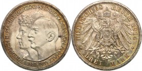 Germany / Prussia
WORLD COINS

Germany, Anhalt - Dessau. 3 mark 1914, Berlin 

Trzymarkówka wybita na 50 rocznica ślubu Fryderyka II zMarią Badeń...