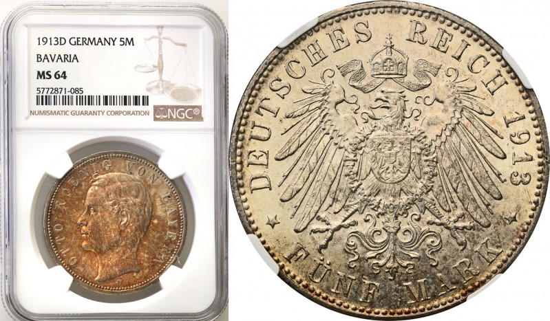 Germany / Prussia
WORLD COINS

Germany, Bavaria. 5 mark 1913 D, Munich NGC MS...