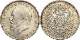 Germany / Prussia
WORLD COINS

Germany, Bavaria. 2 mark 1914 D, Munich 

Delikatna patyna, ryski w tle.AKS 211; Jaeger 51

Details: 11,13 g Ag ...