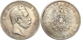 Germany / Prussia
WORLD COINS

Germany, Hesja. 5 mark 1876 H, Darmstadt 

Rzadszy typ monety.Patyna, ryski w tle.Jaeger 67

Details: 27,49 g Ag...