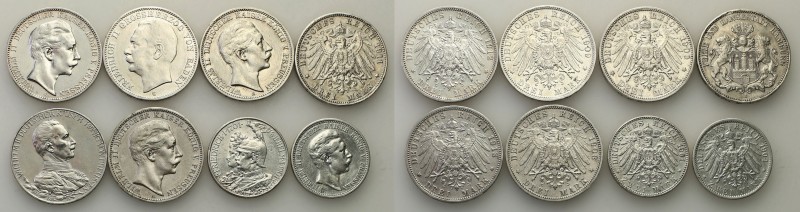Germany / Prussia
WORLD COINS

Germany, Prusy. 2, 3 mark 1901-1913, group 8 c...