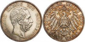 Germany / Prussia
WORLD COINS

Germany, Saxony. 5 mark 1902 E, Muldenhütten 

Doskonale zachowany egzemplarz, intensywny połysk menniczy.Piękna k...