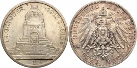 Germany / Prussia
WORLD COINS

Germany, Saxony. 3 mark 1913 E, Muldenhütten 

Moneta wybita z na 100 rocznicę zwycięstwa pod Lipskiem.Połysk, poj...