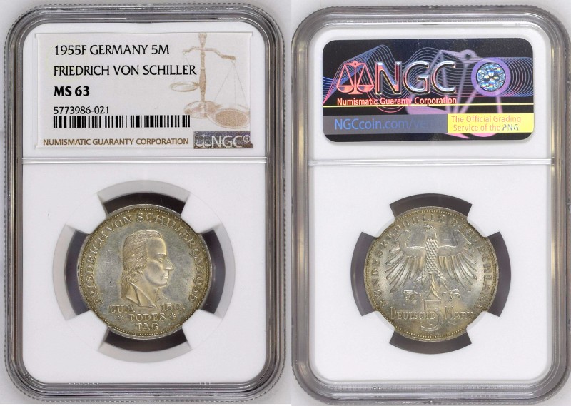 Germany / Prussia
WORLD COINS

Germany. 5 mark 1955 F - Friedrich von Schille...