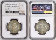 Germany / Prussia
WORLD COINS

Germany. 5 mark 1955 F - Friedrich von Schiller NGC MS63 - RARE 

Wspaniale zachowany egzemplarz, połysk menniczy ...