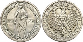 Germany / Prussia
WORLD COINS

Germany, Weimar. 3 mark 1928 A, Berlin - Naumburg 

Wybite na 900 rocznice założenia Biskupstwa w Naumburgu.Patyna...