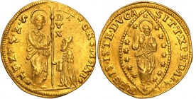 Italy
WORLD COINS

Italy, Wenecja. Pietro Grimani (1741-1752) Zecchino (cekin) bez daty 

Aw: Doża klęczący przed św. MarkiemRw: ChrystusBardzo ł...