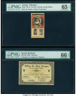Austria Ottoman 50 Heller Stamp Money ND Pick UNL10 PMG Gem Uncirculated 65 EPQ; Braunau 5; 6; 10 Kreuzer 1.2.1849 Pick UNL100; UNL; UNL105 Three Exam...