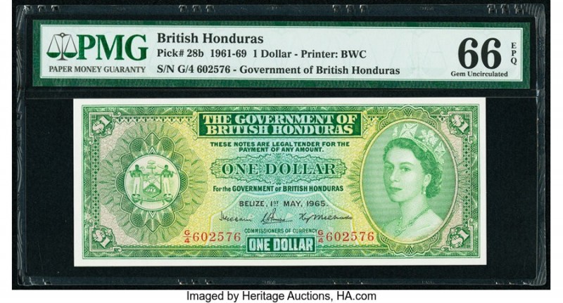 British Honduras Government of British Honduras 1 Dollar 1.5.1965 Pick 28b PMG G...