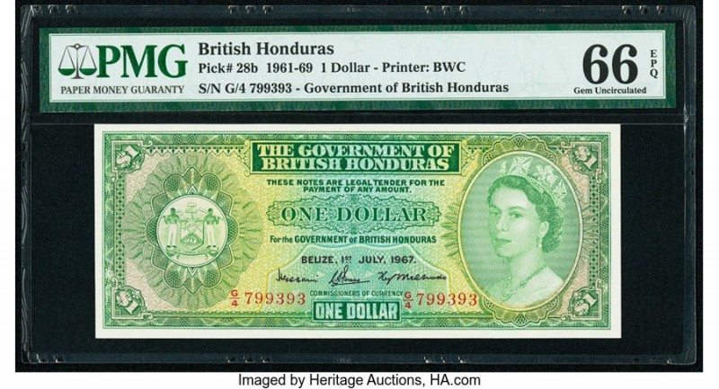 British Honduras Government of British Honduras 1 Dollar 1.7.1967 Pick 28b PMG G...