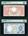 Cameroon Banque des Etats de l'Afrique Centrale 500; 1000 Francs 1981-83; 1986-89 Pick 15d; 26a Two Examples PMG Superb Gem Unc 67 EPQ; Choice Uncircu...